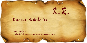 Kozma Rabán névjegykártya